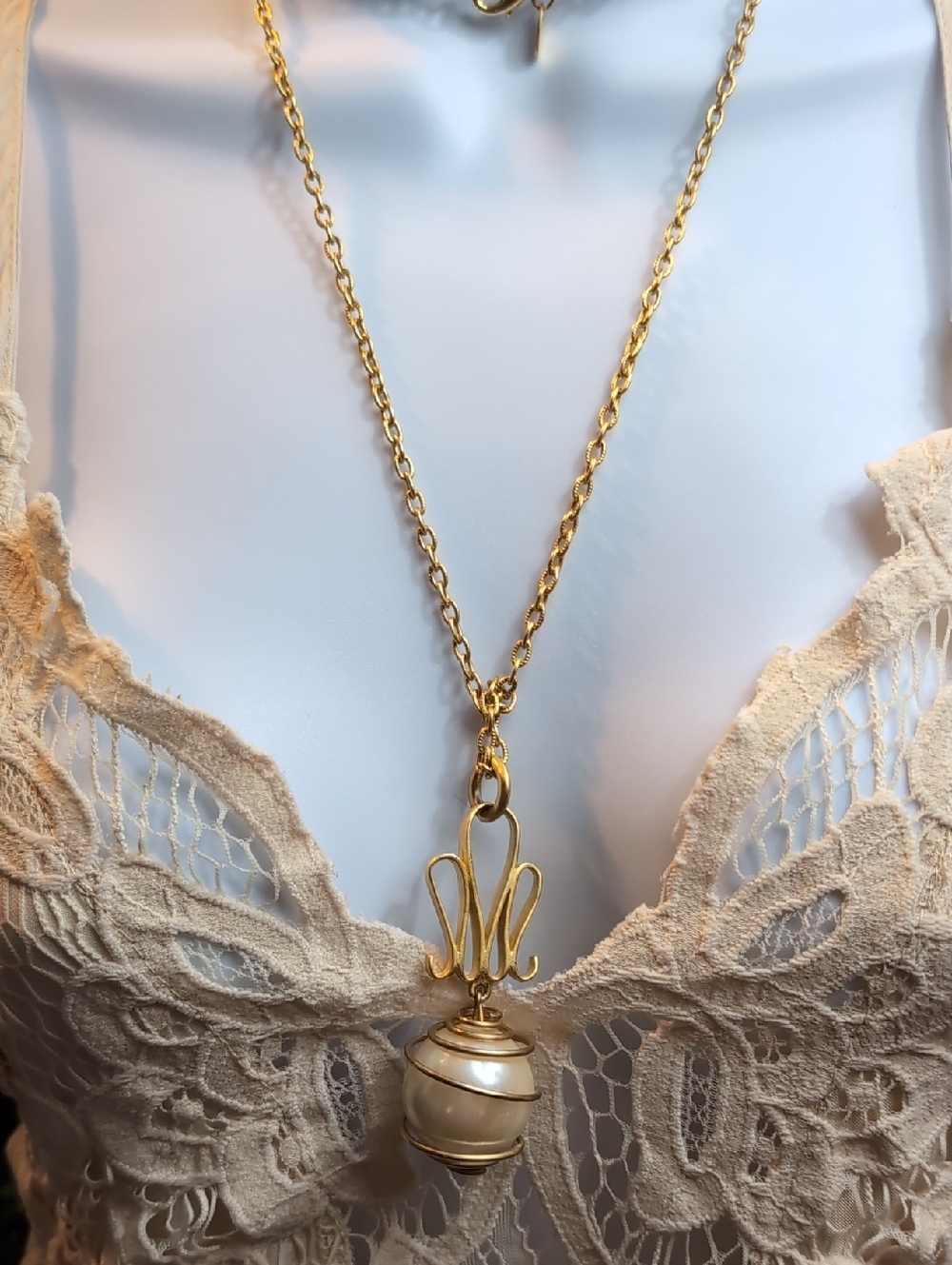 The Limited Gold Pearl Cage Pendant Necklace